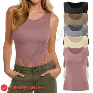 Fleece Lined Thermal Tank Tops Minimal Chic Yoga Casual Basic Undershirts